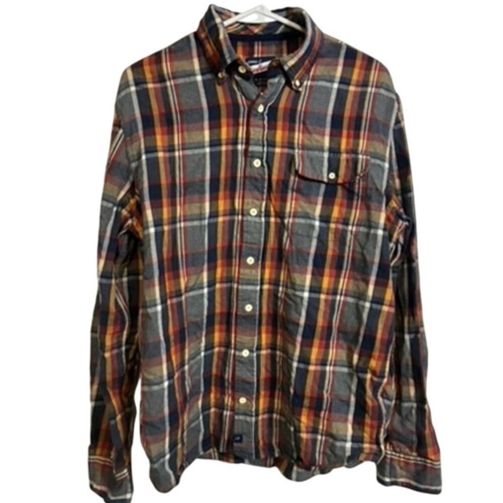 Johnnie-O Surflannel Mens M Plaid Flannel Shirt Elbow Patch Button Down Cotton